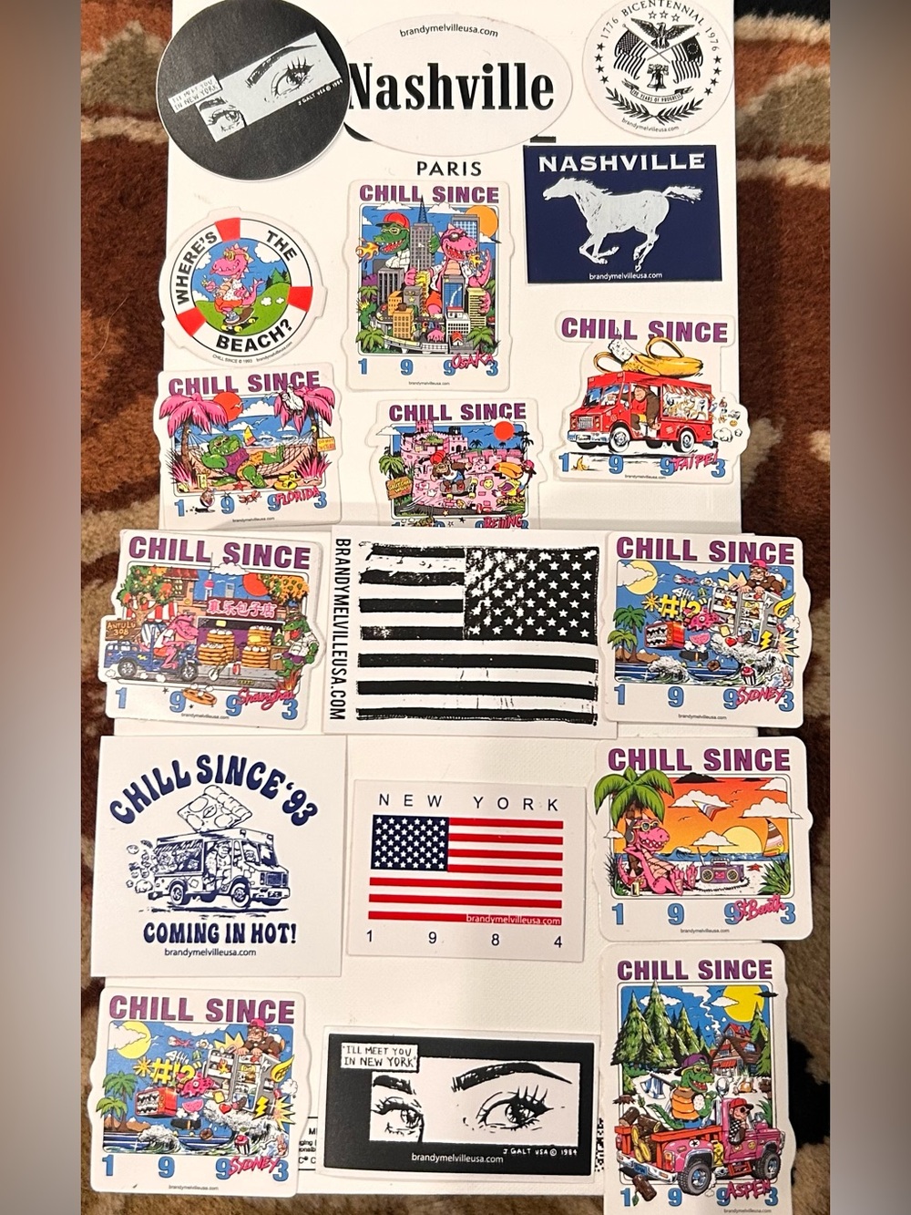 Brandy Melville Paris Multicolor 'Chill Since' Stickers - Bright Mix